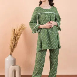 Stylo Bug Girls Ethnic Motifs Printed Regular Kurti with Pyjamas-image-28