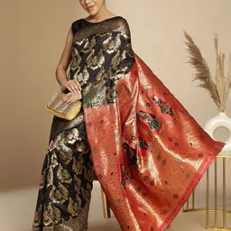 Anouk Woven Design Zari Banarasi Saree-image-8
