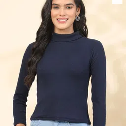Tulsattva Women Pack Of 2 Solid High Neck Cotton Tops-34