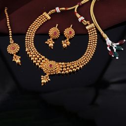 Rujve Jewellery Gold-Plated Stone-Studded Jewellery Set-image-54