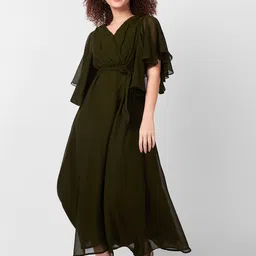 Iti Flutter Sleeve Georgette Maxi Dress-image-95