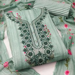 SAINOOR Floral Embroidered Pure Cotton Unstitched Dress Material-image-65