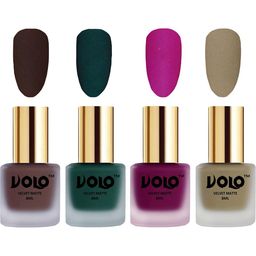 VOLO Set Of 4 Velvet Matte Nail Polish- 8 ml Each- 2- 12-14- 37-10