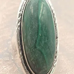 Shrim jewels German Silver Malachite Studded Adjustable Oxidised Finger Ring-picture-41