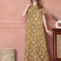 Kanvin Printed Pure Cotton Maxi Nightdress-image-7