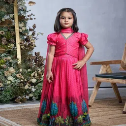 Vivedkids Girls Printed Beads and Stones Ready to Wear Lehenga & Blouse With Dupatta-picture-15