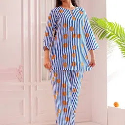 mevinine Striped Pure Cotton Tunic With Palazzo Co-Ords-picture-19