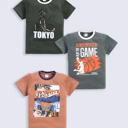 Here&Now X Game Begins Boys Sports Assorted Printed Set of 3 T-shirts-image-22