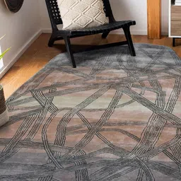 saraswatii global Put In Palace Camel Brown Abstract Hand-Tufted Woollen Carpet-picture-1