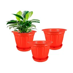 GARDEN'S NEED Red 3Pieces Textured Eco-Friendly Planters-45