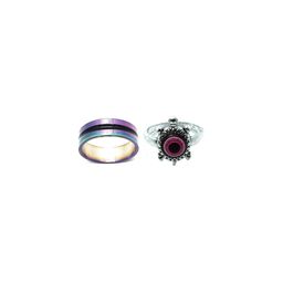 Dynamic Retail Global Set of 2 Rings for Men & Women, Multicolor-Red Alloy Ring ()-image-58