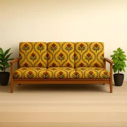 STITCHNEST Yellow 6 Piece Printed Lycra Sofa Cover-image-18
