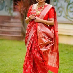 AMRUTKALA SAREES Woven Design Zari Banarasi Saree With Blouse Piece-image-77