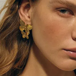 Estailo fashion Gold-Plated Butterfly Shaped Drop Earrings-image-16