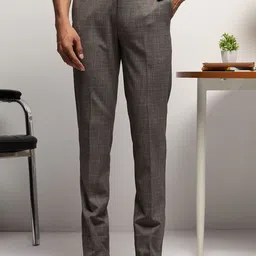 SUBTRACT Men Checked Slim Fit Wrinkle Free Trousers-image-69