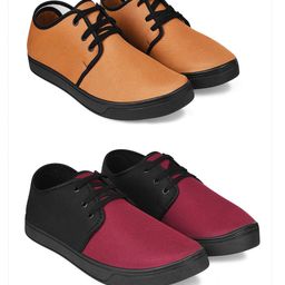 Spotwalk Men Set Of 2 Mid-Top Lace-Ups Running Shoes-image-81