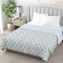 RF RELAXFEEL Blue & Grey Floral Printed Microfiber AC Room 210 GSM Double Bed Dohar-image-52