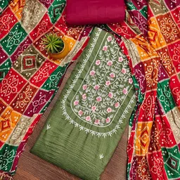 HERE&NOW Floral Embroidered Unstitched Dress Material-43