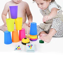Tokid Toys kids Color Sorting & Stacking Cup Game with Bell Activity Toy for Kids image 2