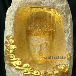 CraftEstate Off White & Gold-Toned Buddha Fountain with LED Light & Speed Control-56