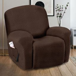 Myntra Elegant Homes Coffee Brown Solid Jacquard 1 Piece Sofa Cover With Arms-image-43