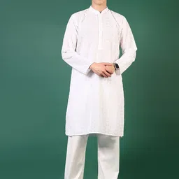 V-Mart Men Floral Regular Pure Cotton Kurta with Pyjamas-image-38