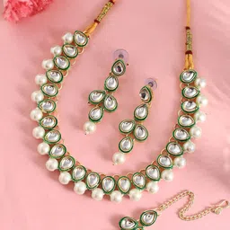 Anouk Gold-Plated Kundan Stone Studded & Beaded Jewellery Set-picture-30