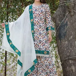 FCV Women Floral Printed Kurta with Sharara & Dupatta-image-22