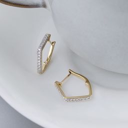 Mia by Tanishq Women 14 KT Gold Diamond-Studded Hoop Earrings - 2.808g-image-16