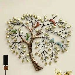vedas Mystic Indiana Gold-Toned & Red Lara Bird Tree Wall Decor-image-77