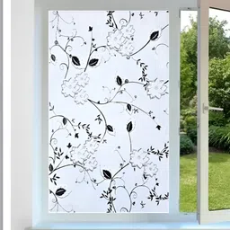 INDIAN ROYALS Black & Blue Flowers Printed Self-Adhesive & Durable Wall Sticker-image-91