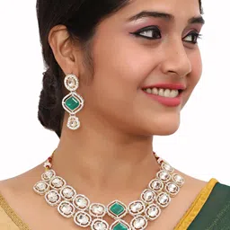 VATSALYA creation Women Green Jewellery Set-image-57
