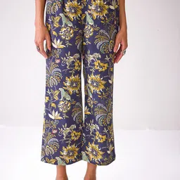 Ancestry Women Floral Printed Straight Fit Pleated Parallel Trouser-picture-45