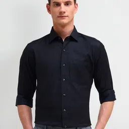 Arrow Men Manhattan Spread Collar Solid Cotton Slim Fit Formal Shirt-picture-48