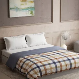 DDecor White & Blue Checked Summer 120 GSM Double Bed Dohar-11