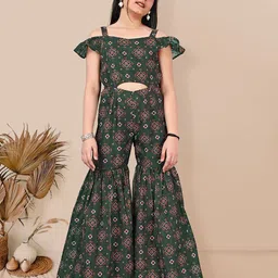BAESD Girls Printed Basic Jumpsuit with Ruffles-image-2