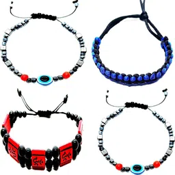 Dynamic Retail Global Set of 4 Crystals Beaded Elasticated Bracelet-image-33