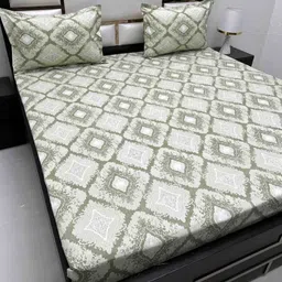 Pure Decor Green Ethnic Motifs 250 TC Queen Bedsheet with 2 Pillow Covers-picture-16