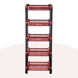 Kuber Industries Maroon & Black 5 Pieces Long Lasting 5 Tier Kitchen Organisers-16