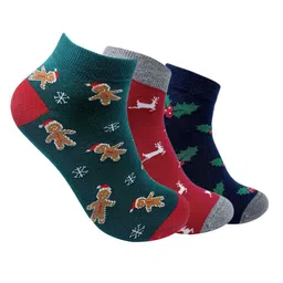 Mint & Oak Unisex Pack Of 3 Patterned Ankle-Length Socks-image-89
