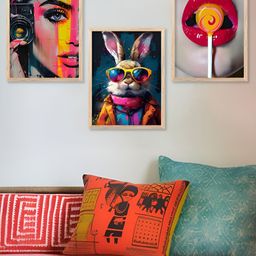 Kotart Blue & Pink 3 Pieces Wooden Abstract Wall Arts-picture-25