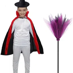 Kaku Fancy dresses Kids Dracula Robe With Pointy Hat & Witch Broomstick-24