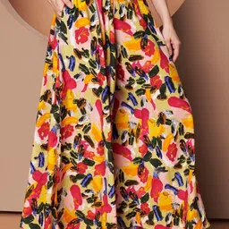 LookShine Women Pink Polyester Printed Flared Regular Trousers-picture-16