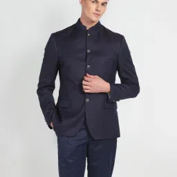 Men Mandarin Collar Two Piece Suit Solid Suit-picture-19