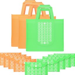 Pack of 12 Smile Foldable Grocery/Shopping Bags For Women | Orange & Green Pack of 12 Grocery Bags-image-40