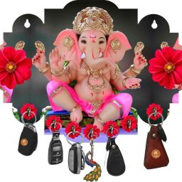 Pink Dhoti Ganesh Key Wood Key Holder Wood Key Holder-image-7
