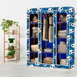 10 Layer 3 Door Digital Printed Carbon Steel Collapsible Wardrobe-image-7