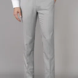 Men Slim Fit Grey Polyester Trousers-image-36