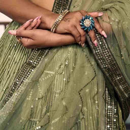 FABPIXEL Embellished Sequinned Semi-Stitched Lehenga & Unstitched Blouse With Dupatta image 4
