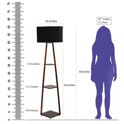 SANDED EDGE Brown Lamp With 3 Tier Shelf Space With Spherical Shape Shade image 4